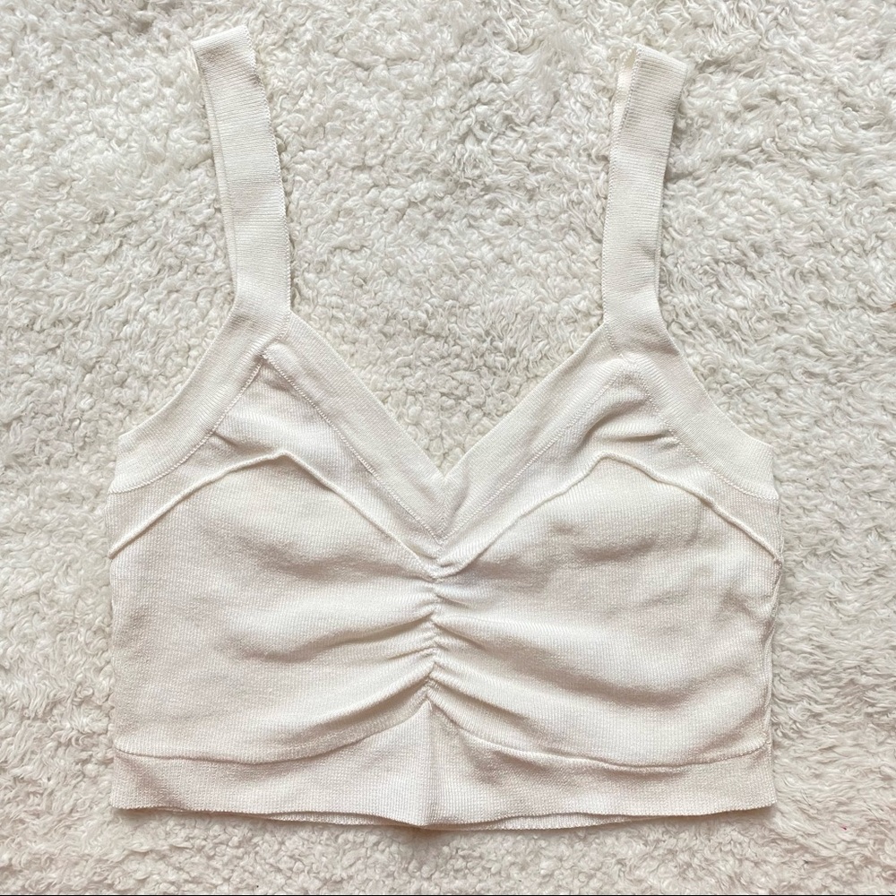 Cotton On ruched white cropped tank